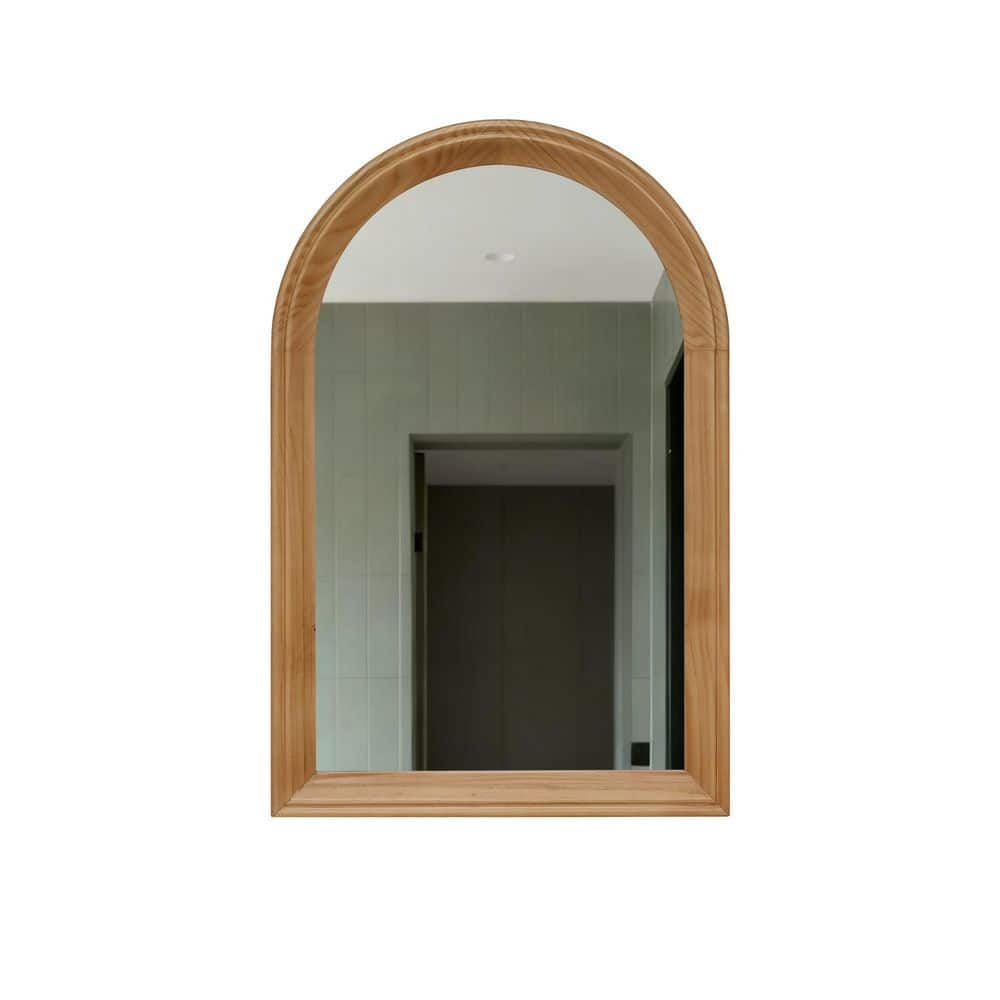 23.62 in. W x 35.43 in. H Arched Wood Framed Wall Mount Bathroom Vanity Mirror in Natural Oak price history on PriceWatchPro