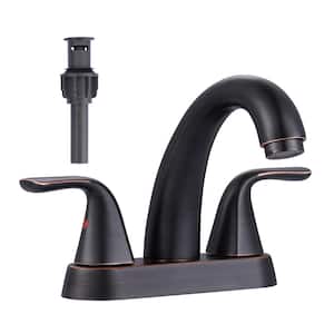 4 in. Centerset Double Handle Bathroom Faucet in Oil Rubbed Bronze