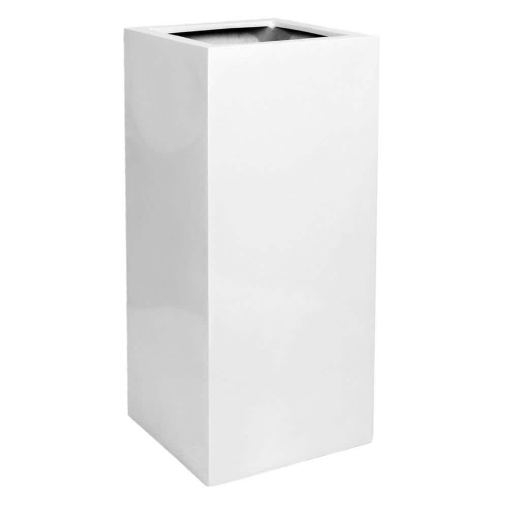 PotteryPots Bouvy Medium 24 in. Tall Glossy White Fiberstone Indoor Outdoor  Modern High Square Planter E1016-60-W - The Home Depot
