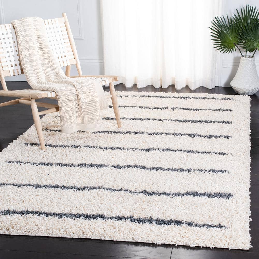 Venus Shag 5 ft. x 5 ft. Square Ivory/Dark Gray Striped Area Rug price history on PriceWatchPro