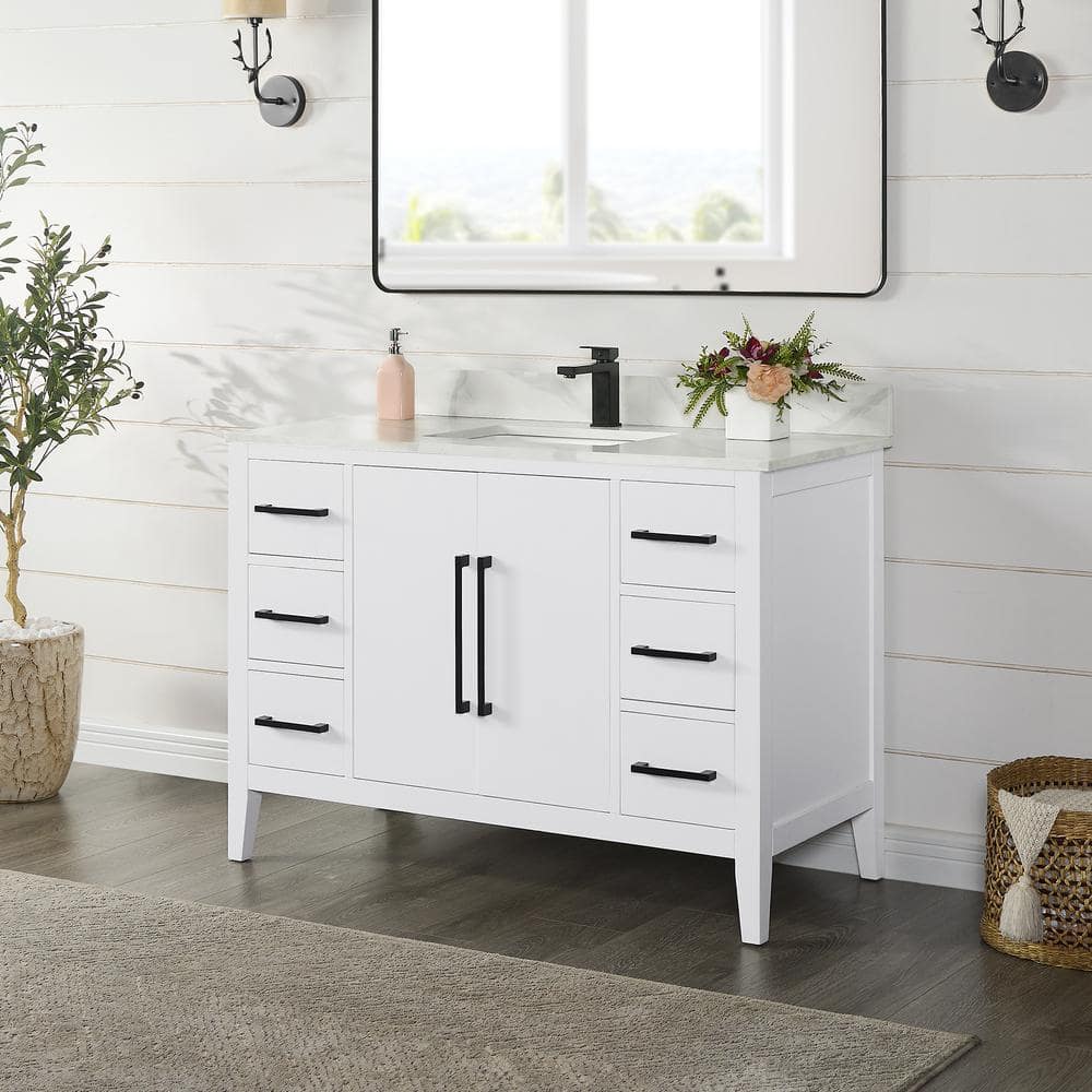 Laurel 47.2" White Fir Wood Single Bathroom Vanity Base