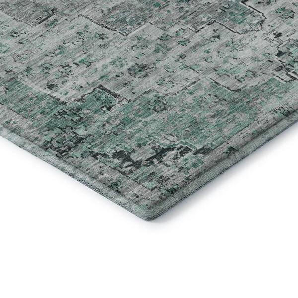 Mayfield Premium Machine Washable Abstract AMF1832 Teal 3 ft. x 4 ft. Area Rug