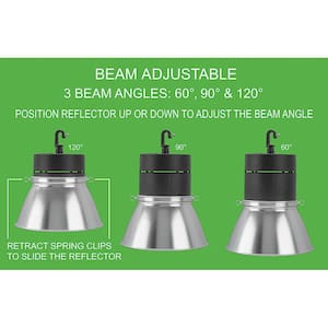 13.4 in. Round 400W Equivalent Adjustable Beam Integrated LED Black High Bay Light 22,236 Lumens Warehouse Repair Shop