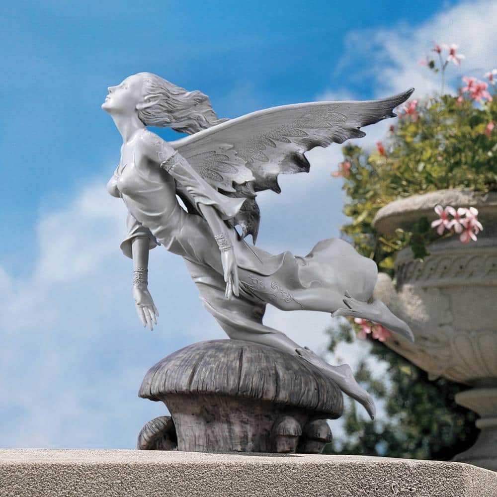 Off-White Hand-Painted Resin Garden Fairy Statue, 11 Inches