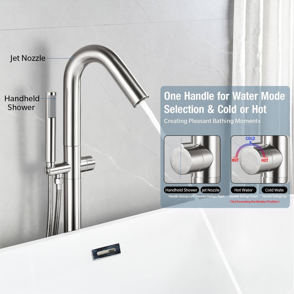 Brushed Nickel Freestanding Tub Faucet with Hand Shower