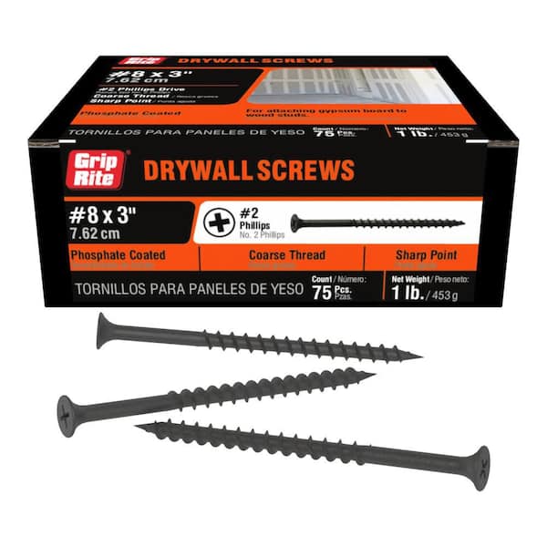 #8 x 3 in. #2 Phillips Bugle Head Coarse Thread Drywall Screws 1 lb. Box