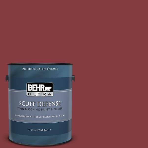 BEHR ULTRA 1 gal. #M140-7 Dark Crimson Extra Durable Satin Enamel Interior Paint & Primer