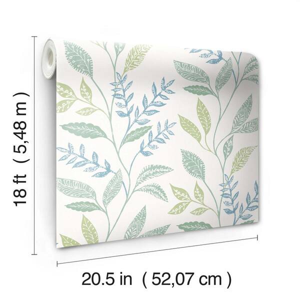 Mint Background with Ornamental Surreal Curved Leaves Buds Flowers Print Mint Green Dark Brown Kitchen Mat East Urban Home