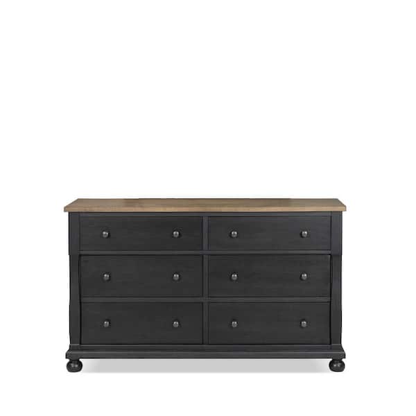 Furniture of America Windcrest Farmhouse Black 6 Drawer 64 in. Wide Dresser With Cedarwood-Lined Bottom Drawers