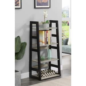 Designs2Go 44.25 in. Faux Birch and Black MDF 4-Shelf Accent Bookcase with Trestle Sides