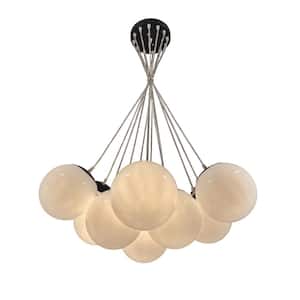 Cloud 13-Light Cluster Black Chandelier with White Globes
