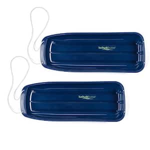 Kids 48 in. Plastic Snow Toboggan Sled with Pull Rope, Blue (2-Pack)