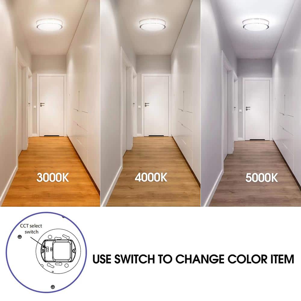 14" Brushed Nickel LED Flush Mount Ceiling Light