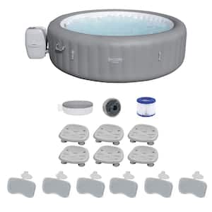 SaluSpa 8-Person Grenada Hot Tub with Set of 6 Spa Seat and 3 Pack Padded Pillows