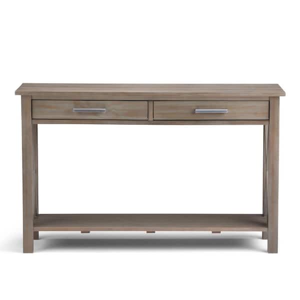 Brooklyn Max Providence 48 In Distressed Gray Rectangle Wood Console Table With Drawers Bmcrgl003 Gr The Home Depot