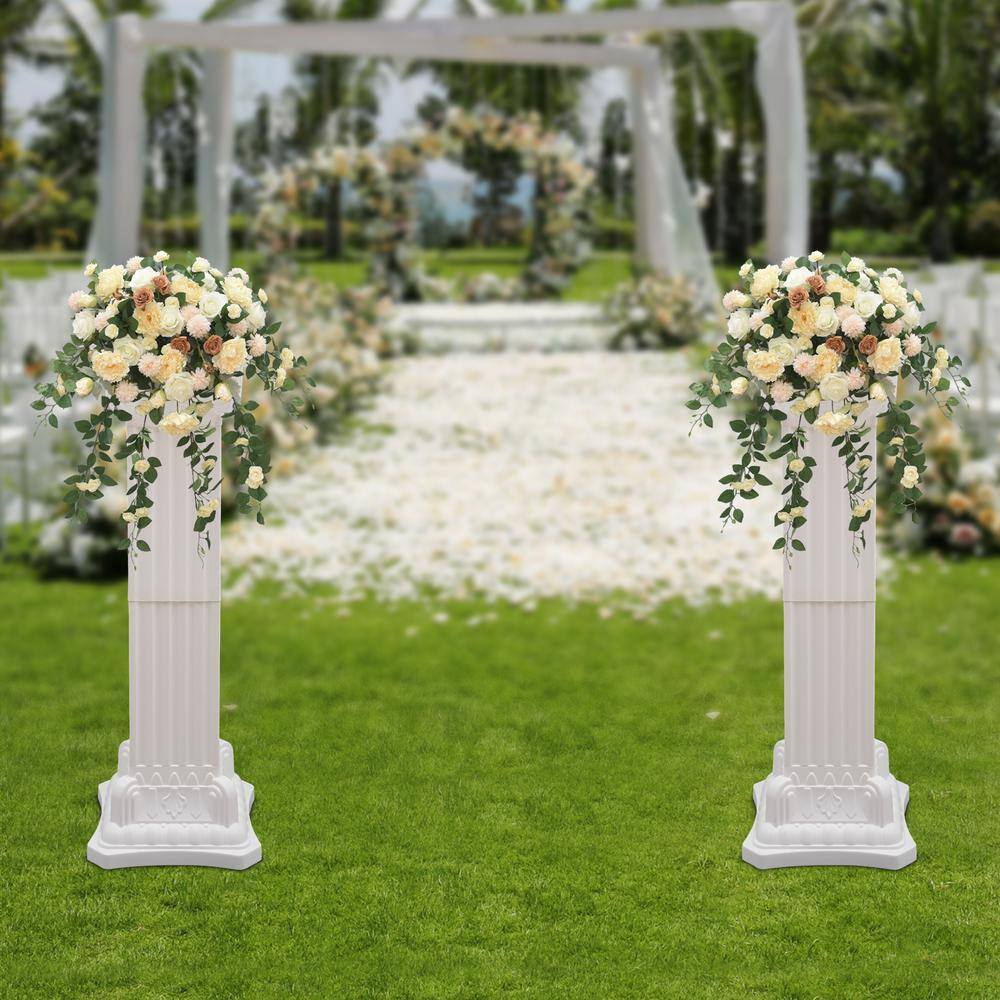 Tall White Plastic Roman Pillar Set for Wedding Decor
