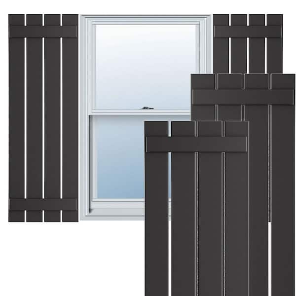 True Fit PVC 23 in. W x 79 in. H Vinyl Board and Batten Shutters Pair in Shadow Mountain