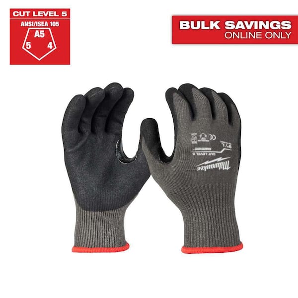 Large Gray Level 5 Cut Resistant Nitrile Dipped Gloves
