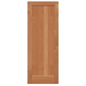 30 in. x 84 in. Knotty Alder 1 Panel Shaker Flat Solid Wood Interior Barn Door Slab