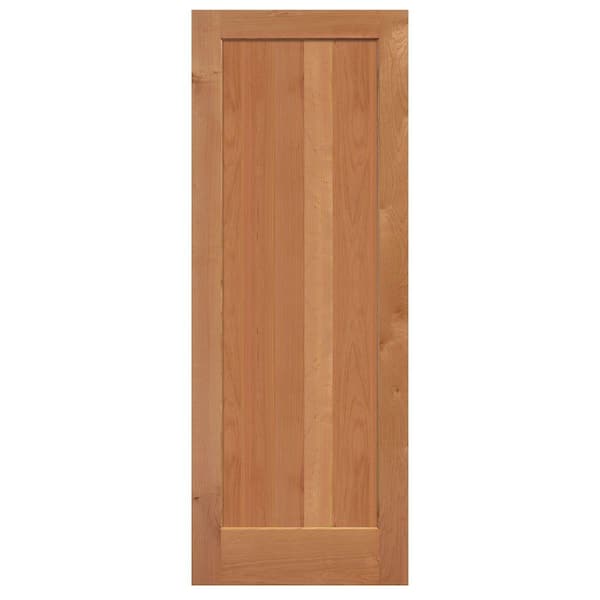Masonite 30 in. x 84 in. Knotty Alder 1 Panel Shaker Flat Solid Wood Interior Barn Door Slab