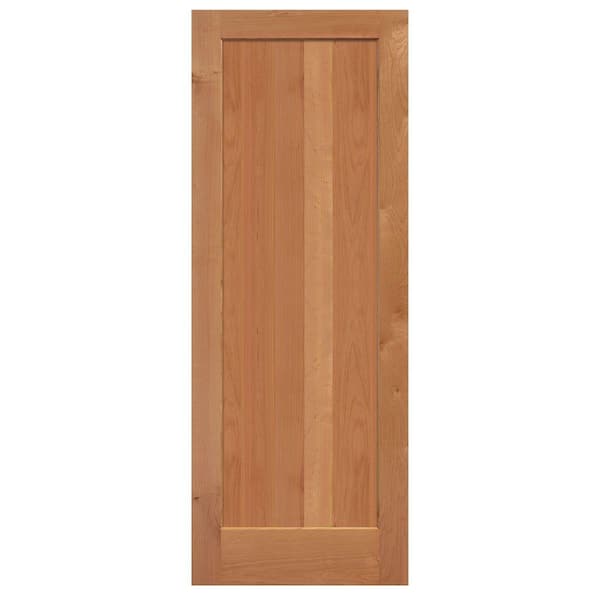 Masonite 36 in. x 84 in. Knotty Alder 1 Panel Shaker Flat Solid Wood Interior Barn Door Slab