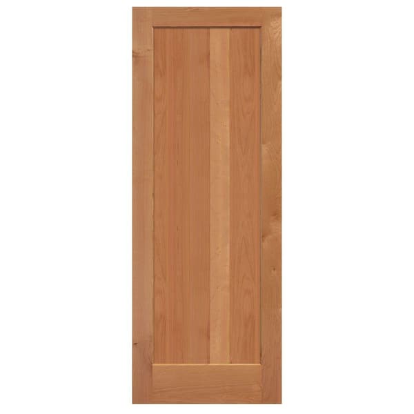 Masonite 40 in. x 84 in. Knotty Alder 1 Panel Shaker Flat Solid Wood Interior Barn Door Slab