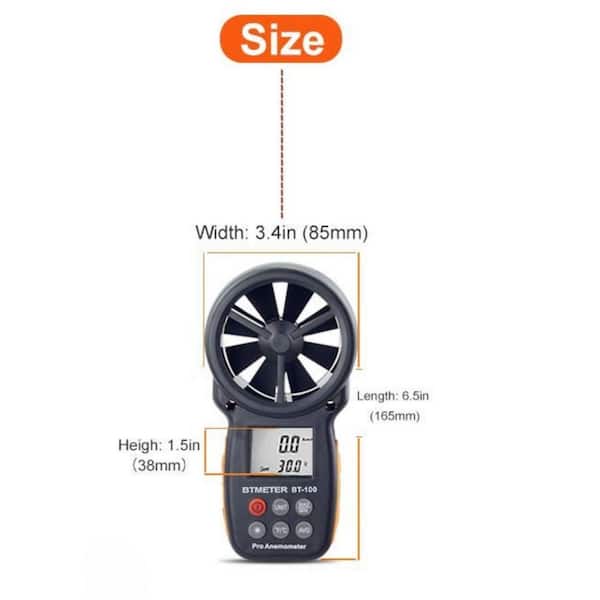 Anemometer Handheld, Handheld Anemometer,Handheld Digitale Anemometer Pocket Windmeter Handheld Mini Windsnelheid Temperatuur Vermogensmeter met Digitaal LCD-scherm