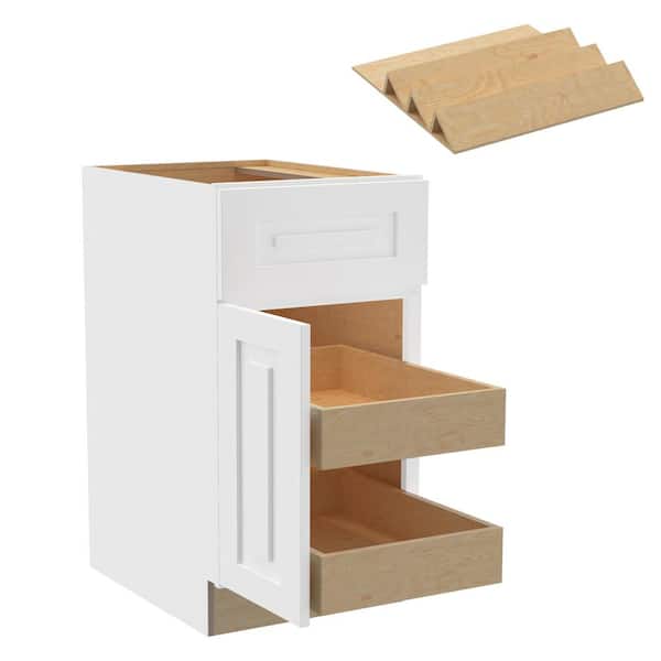 Home Decorators Collection Grayson 18 in. W x 24 in. D x 34.5 in. H Assembled Plywood Base Kitchen Cabinet in Pacific White with 2ROT Spice LH