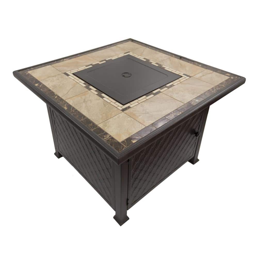 Bronze Square Tile Top Gas Fire Pit Table