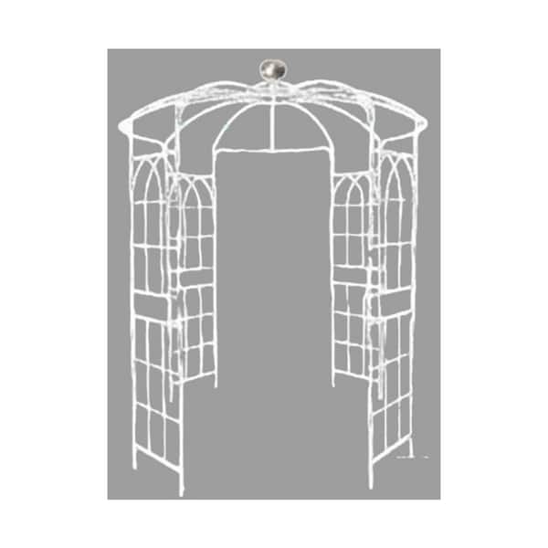 6.8 ft. x 9.5 ft. Outdoor Metal Garden Trellis Arch Arbors Birdcage Shape Pergola Pavilion in White
