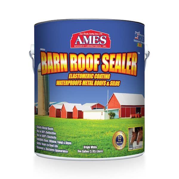 Ames 1 Gal. White Barn Roof Sealer Waterproof Metal Roof and Silo Reflective Roof Coating