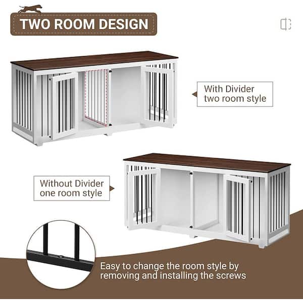 FUFU&GAGA 71 in. Large Dog Crate Furniture for 2 Dogs, Heavy-Duty