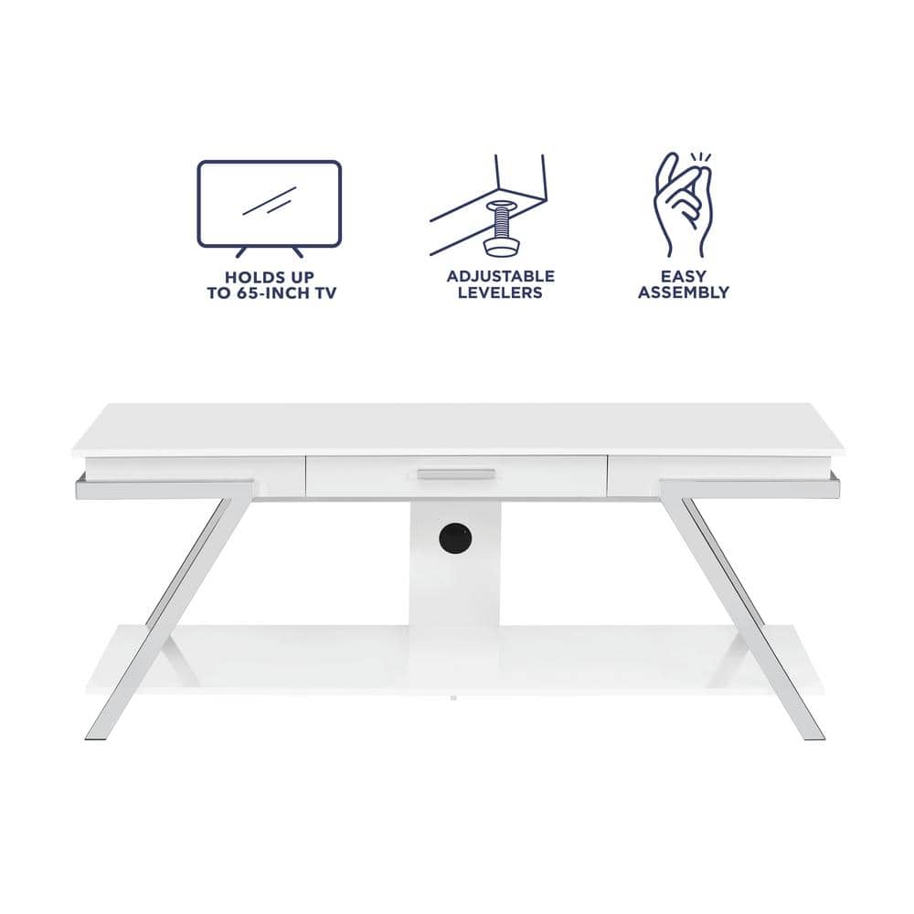 White silver tv stand discount