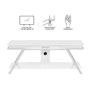 Zena White TV Stand Fits TV up to 65 in with Drawer