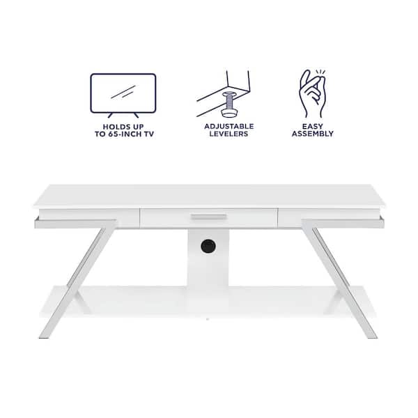 Steve Silver Zena White TV Stand Fits TV up to 65 in with Drawer