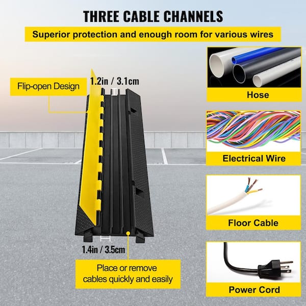 D-Line 6-ft x 2.5-in PVC Black Overfloor Cord Protector in the Cord Covers  & Organizers department at