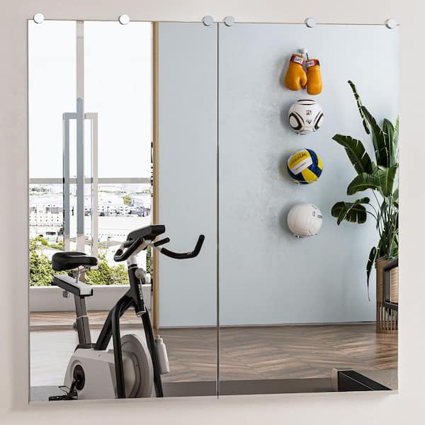 24 in. W x 48 in. H Rectangular Frameless Wall Mirror Gym Mirror Dance Mirror Bathroom Vanity Mirror, Set of 2