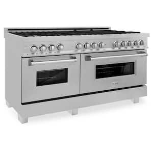 60 in. 9 Burner Double Oven Dual Fuel Range with Brass Burners in Fingerprint Resistant Stainless Steel