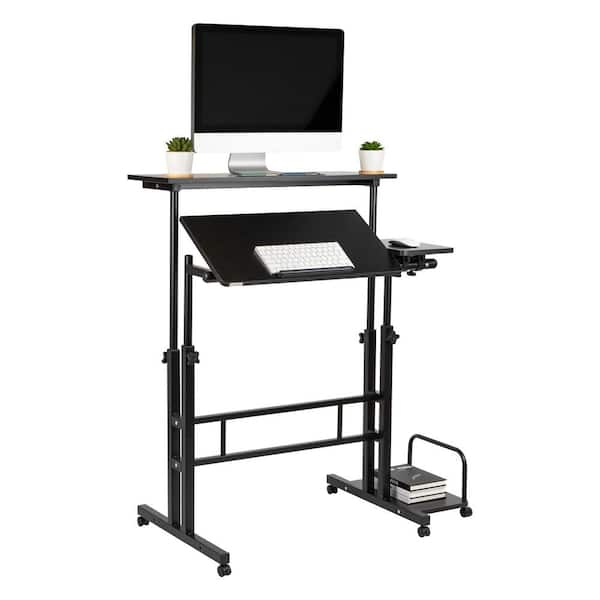 Mind Reader 21.25 in. W Rectangle Black Adjustable Standing Desk Computer Desk 38 in. L x 21.25 in. W x 45.25 in. H