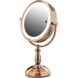 15.79 in. H X 5.51 in. W, Small Copper Lighted Tilting Makeup Mirror, 1x 5x Magnification