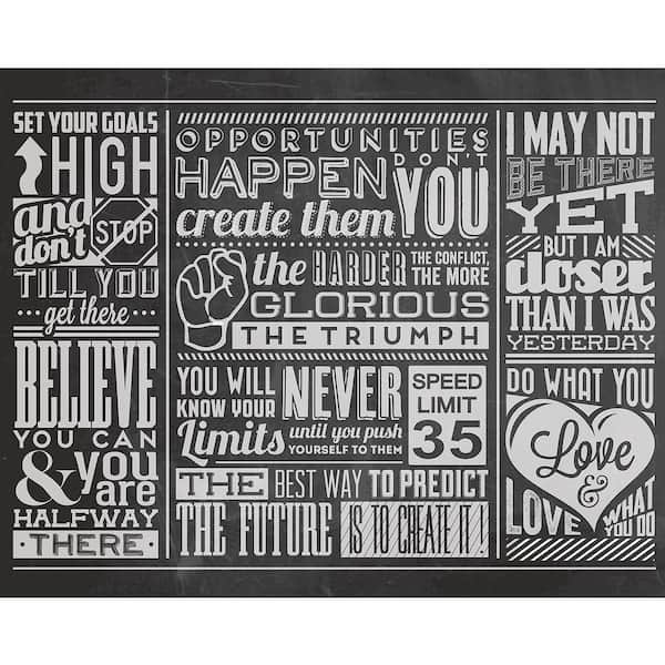 Brewster 118 in. x 98 in. Chalk Quotes Wall Mural