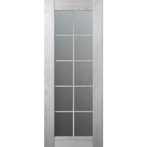 Vona 18 in. x 80 in. No Bore Solid Core 10-Lite Frosted Glass Ribeira Ash Finished Wood Composite Interior Door Slab