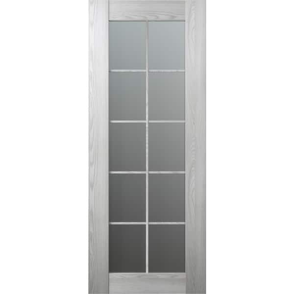 Belldinni Vona 28 in. x 80 in. No Bore Solid Core 10-Lite Frosted Glass Ribeira Ash Finished Wood Composite Interior Door Slab