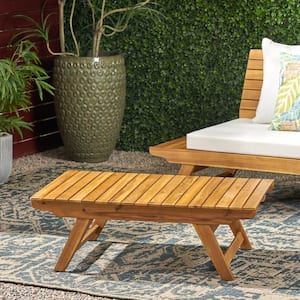 Sedona 12.50 in. Teak Brown Rectangular Wood Outdoor Patio Coffee Table