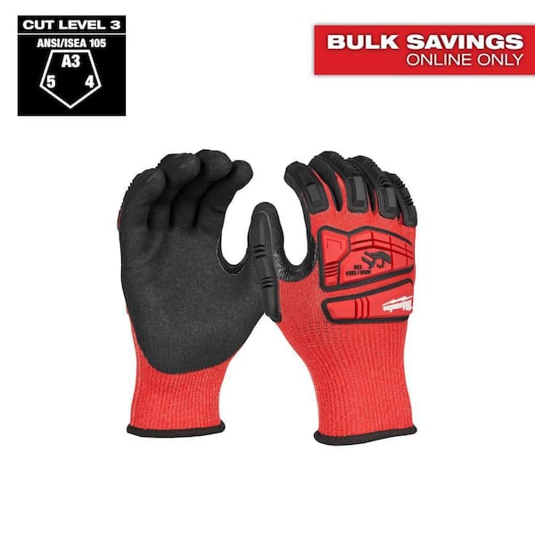 Large Red Nitrile Level 3 Cut Resistant Impact Gloves