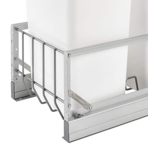 White Double Pull Out 35 qt. Kitchen Trash Can w/ Soft-Close