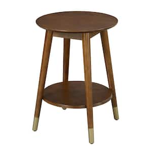 Wilson Mid Century Espresso Round with Bottom Shelf End Table