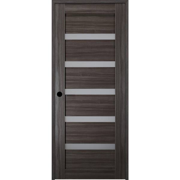 Belldinni Leora 28 in. x 80 in. Right-Hand Frosted Glass Gray Oak Solid ...