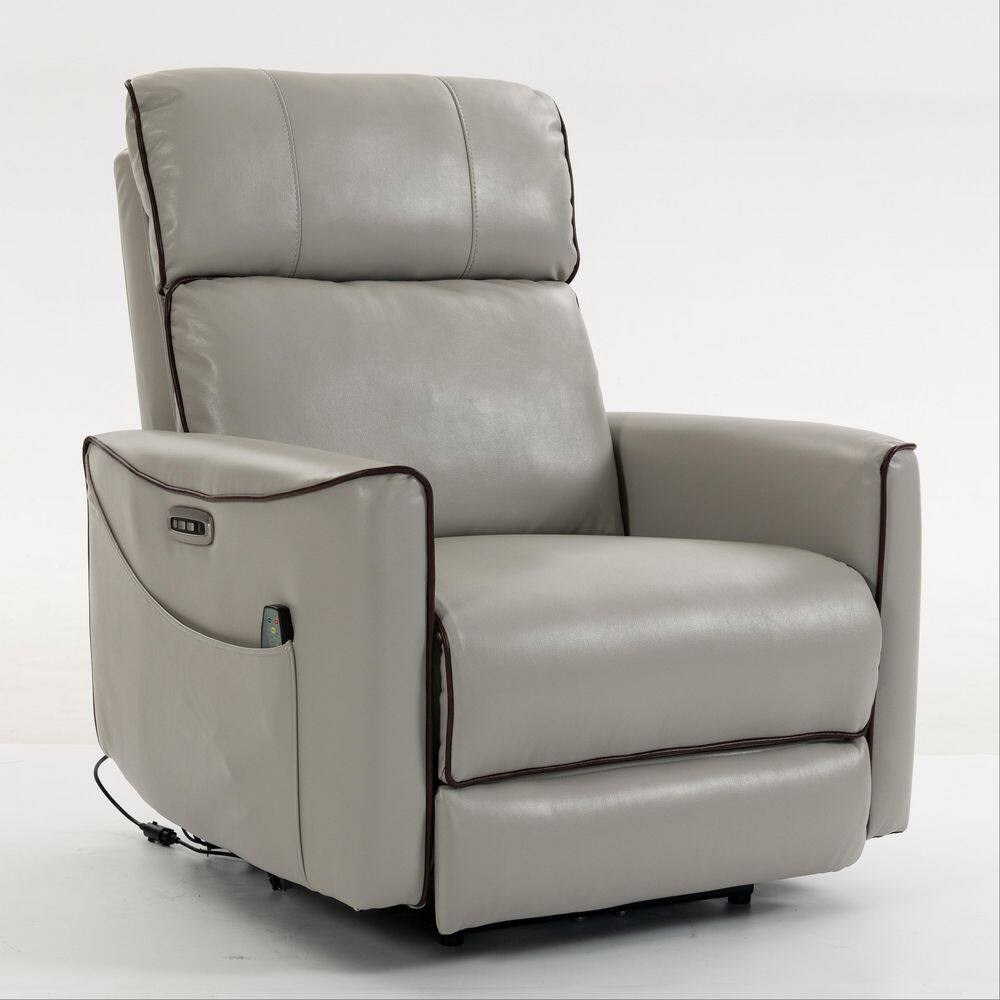 Beige Gray Zero-Gravity Faux Leather Wall-Hugger Nursery Glider Recliner with Adjustable Headrest and Side Storage price history on PriceWatchPro