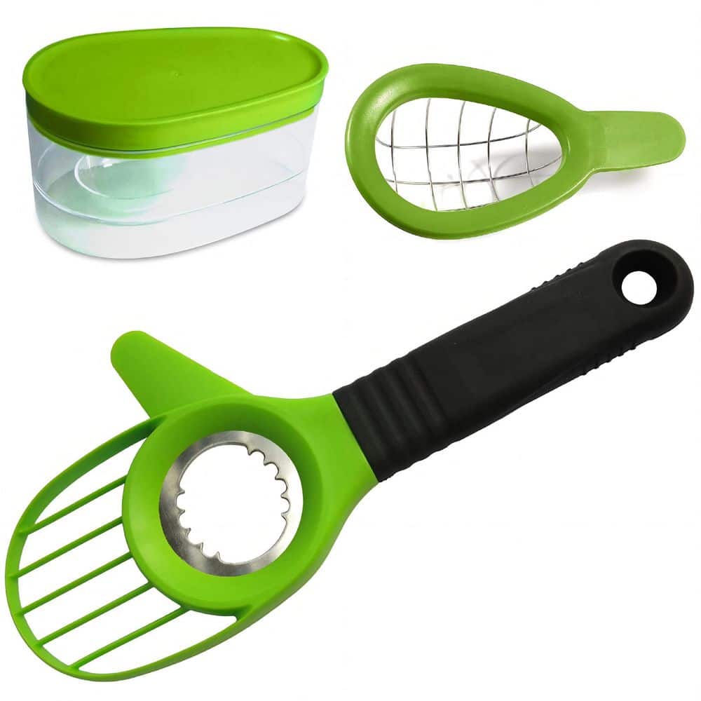 3 Piece Avocado Slicer Set, Multi-Functional Avocado Tool Kit with Cutter, Peeler, Pitter, Cuber and Avocado Keeper price history on PriceWatchPro
